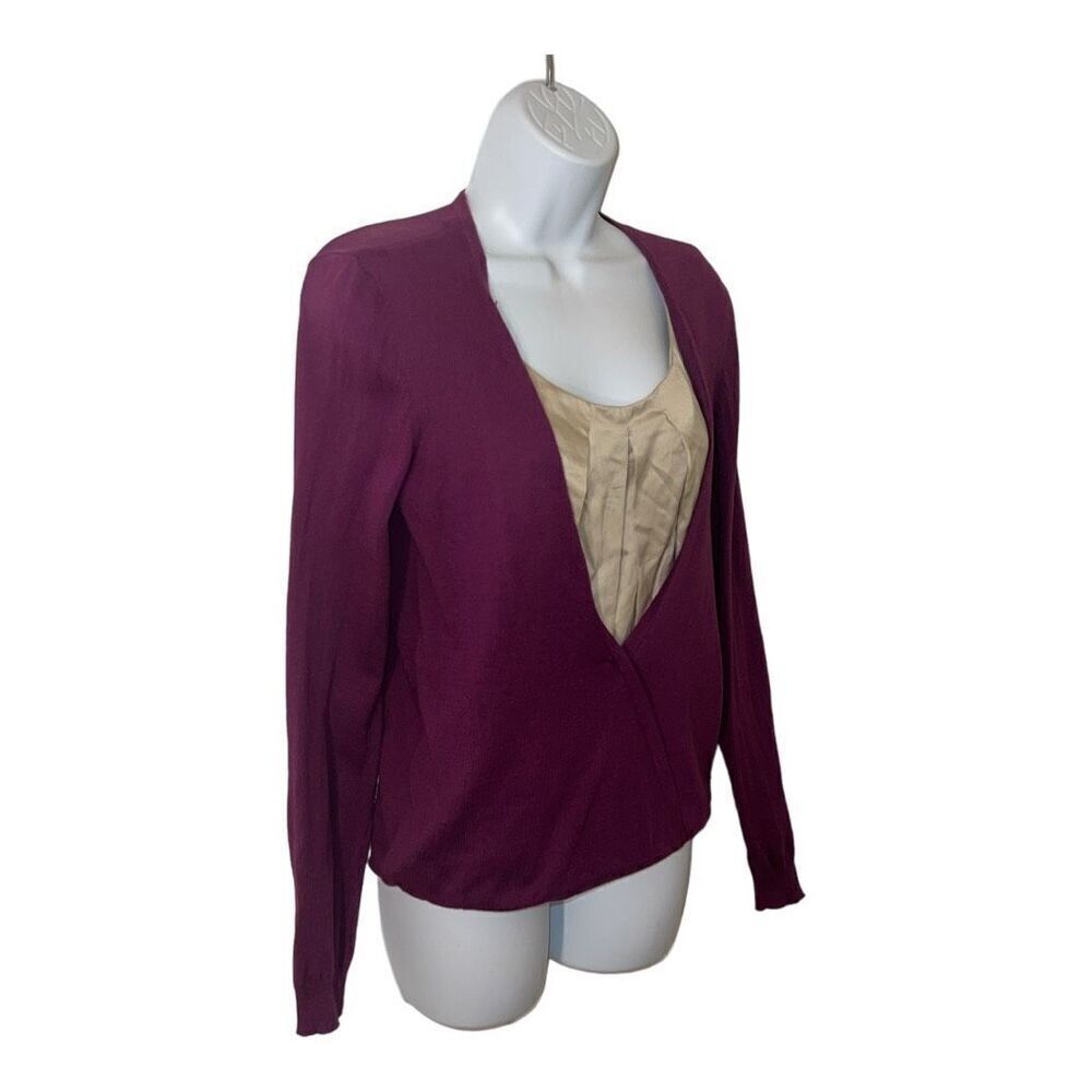 Daisy Fuentes Sweater Womens S Purple Attached Shirt Lightweight Pullover NWT - Picture 2 of 3